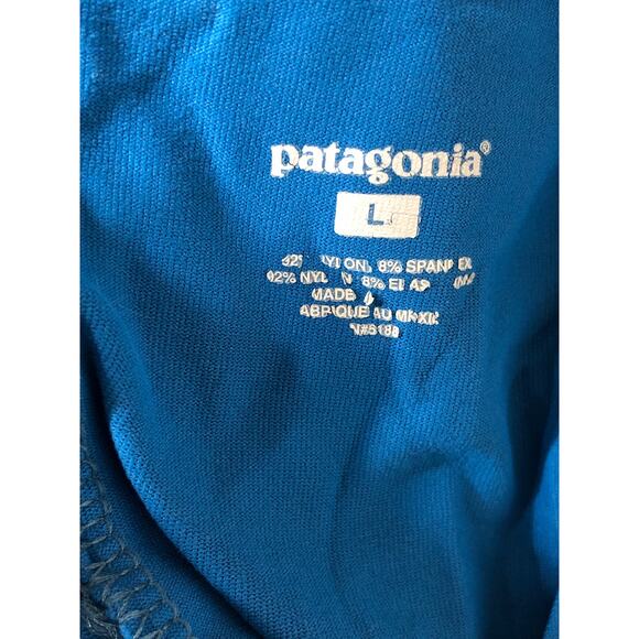 Patagonia Bandha Dress Jersey Knit Twist Front A-Line Knee Length Blue Large - Picture 4 of 6